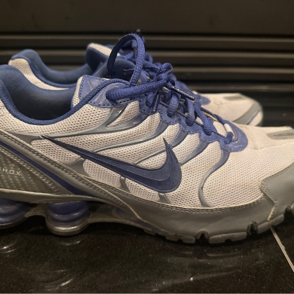 Men’s Nike Custom Colored Shox Silver and Blue Athletic Shoes